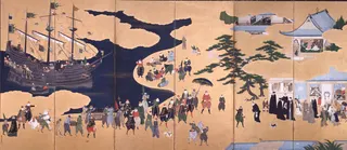 Detail of The Black Ship (kurofune) on Arrival of the Southern Barbarians