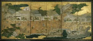 Folding Screen Depicting Western Europeans, left screen
